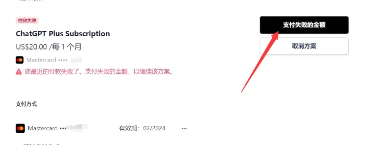 支付失败金额示例