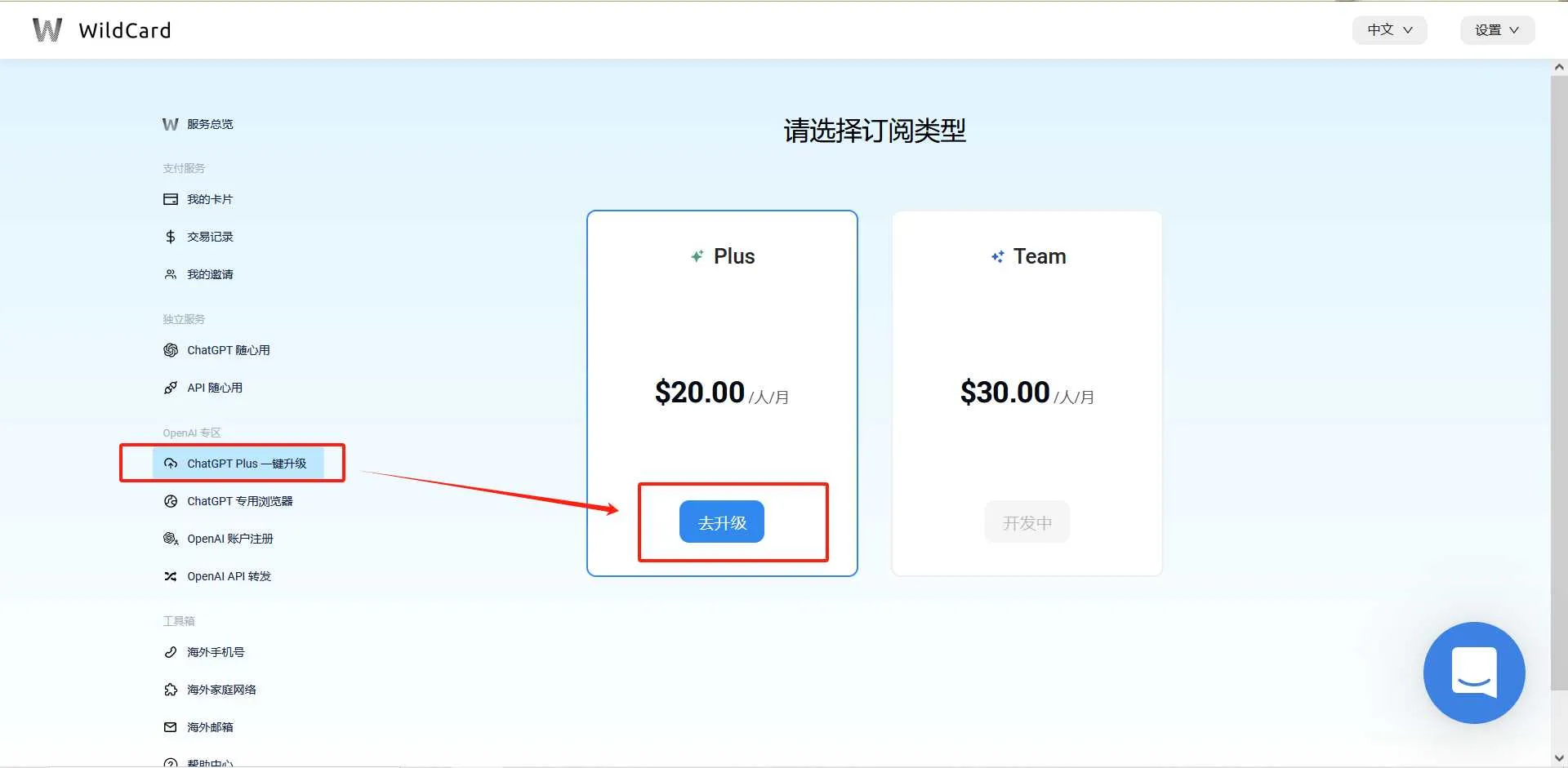 ChatGPT Plus升级