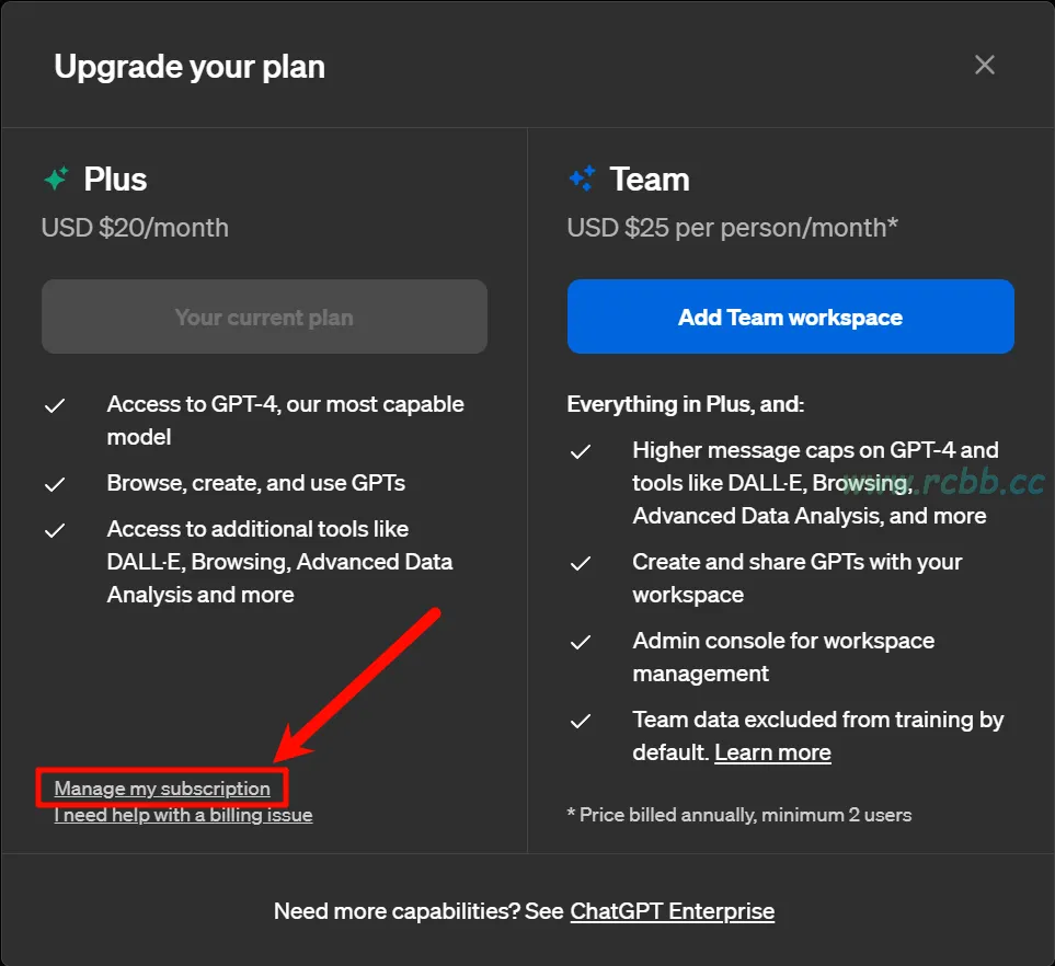 OpenAI-Manage my subscription