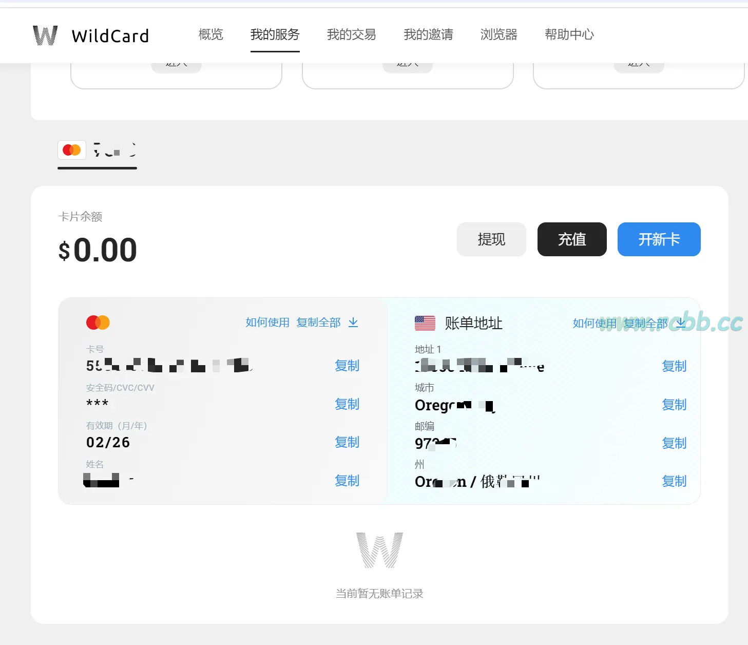 野卡 卡片信息