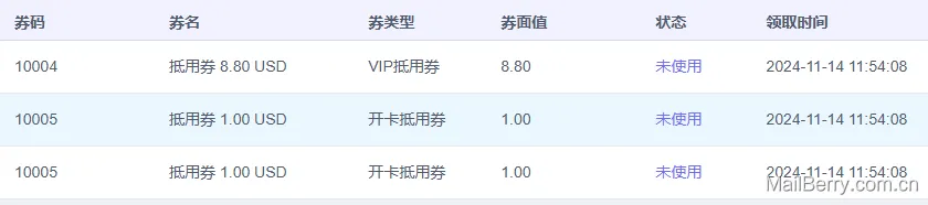优惠券示例