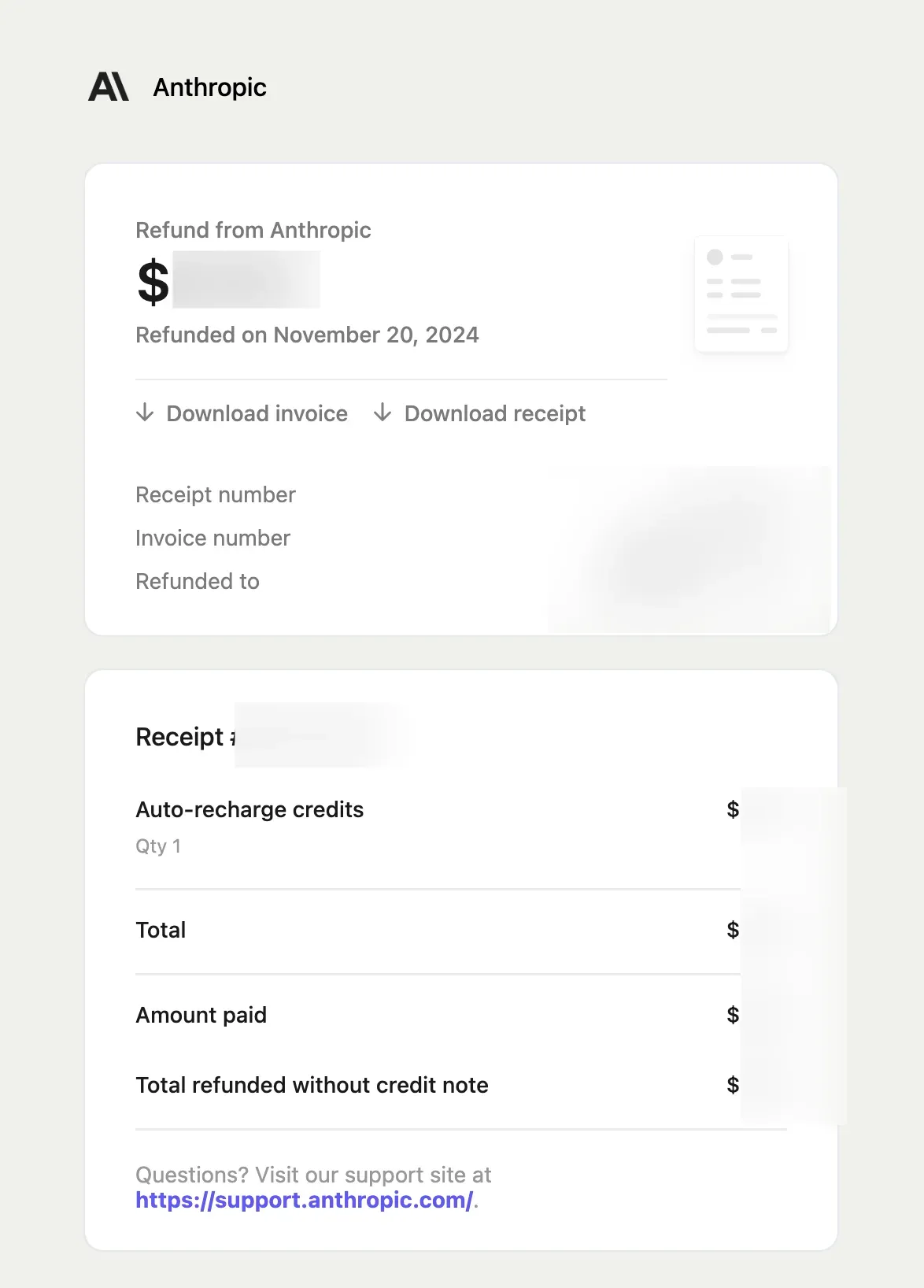 收到 Anthropic API 退款邮件